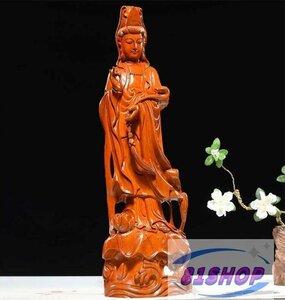 「81SHOP」仏教美術 観音菩薩像　 木彫仏像 精密細工 木彫り　花梨木 天然木 置物 仏像 高さ30cm