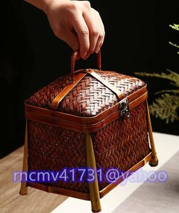 「81SHOP」新入荷☆手作り 茶道具 手提げかご 竹細工 収納する 竹編細工籠