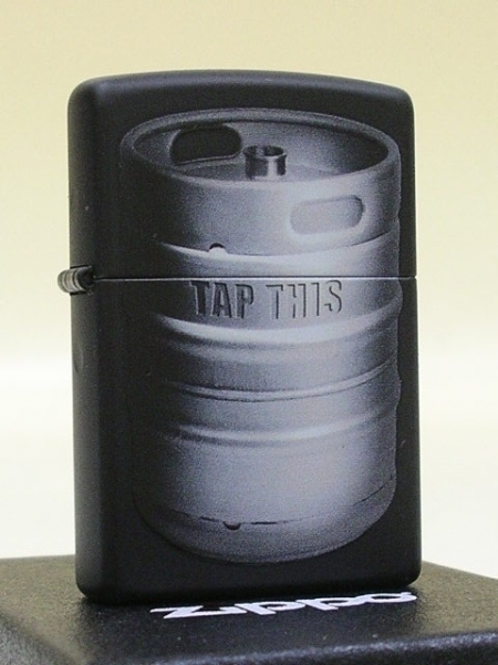 ZIPPO_28665 TAP THIS ビール 樽 たる ブラック マット仕上げ つや消し レギュラータイプ ジッポー オイルライター 新品 送料無料