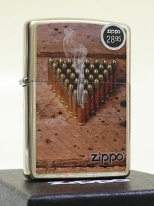 ZIPPO_28674 Bullets Logo ピストル 弾丸 銃弾から煙 ロゴ ゴールド レギュラータイプ ジッポー オイルライター 新品 送料無料