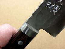 関の刃物 菜切り包丁 16.5cm (165mm) 富士觀 鎚目鍛造 本割込 3層鋼 VG-1 口金付き 家庭用 野菜切り 両刃包丁 大根のかつらむき 日本製_画像6