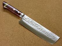 関の刃物 菜切り包丁 16.5cm (165mm) 富士觀 鎚目鍛造 本割込 3層鋼 VG-1 口金付き 家庭用 野菜切り 両刃包丁 大根のかつらむき 日本製_画像2