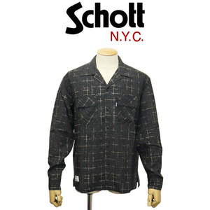 Schott (ショット) 3120006 KASURI カスリ PLAID L/S SHIRT ロングスリーブシャツ 10(09)BLACK XL