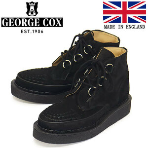 GEORGE COX (ジョージコックス) SKIPTON BOOT 13327 V ラバーソール レザーブーツ 090 BLACK SUEDE UK9-約28.0cm