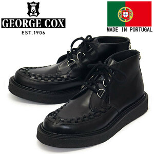 GEORGE COX (ジョージコックス) INTERLACE HATTON BOOT ラバーソール レザーシューズ 040 BLACK UK7-約26.0cm