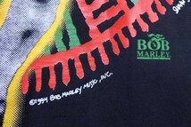 90's BOB MARLEY FOOTBALL Vintage Tee size S-M ボブマーリー ラスタ フットボール Tシャツ ブラック_画像5