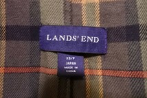 00's LAND'S END ランズエンド カバーオール 襟コーデュロイ 裏地チェック柄 size XS アイボリー×ブラウン_画像6