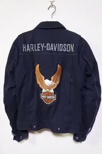 00's HARLEY-DAVIDSAON ハーレーダビッドソン ダック地 ライダースジャケット size S ブラック 刺繍