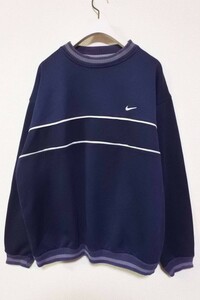 00's NIKE Nike rib line sweat sweatshirt size M navy × gray Malaysia made 