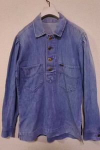 80s LEE リバーシブル デニムシャツ プルオーバー ハーフボタン size M-L ベルギー製 ビンテージ