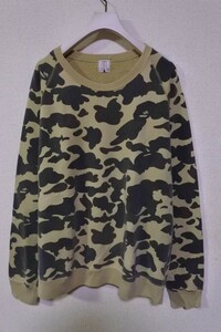 90's A BATHING APE BAPE Yellow Camo Crewneck size M エイプ スウェット イエローカモ 迷彩柄 NIGO 初期