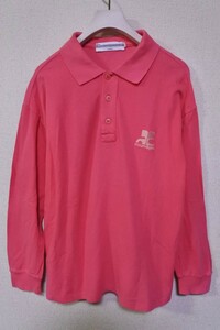 80's courrage homme Vintage Golf Shirts size S クレージュオム 長袖 ポロシャツ イタリア製 ロゴ刺繍 ピンク