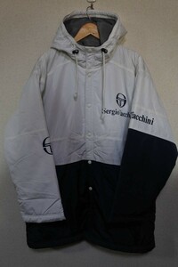 90's SERGIO TACCHINI セルジオタッキーニ ベンチコート ポリエステル 裏地フリース size L ホワイト×ネイビー