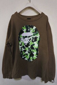 A BATHING APE BAPE KAWS Camo Crewneck size L エイプ カウズ 薄手 スウェット ブラウン系