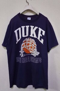 90's NCAA CHAMPS DUKE Velva Sheen Vintage Tee szie L USA製 デューク大学 カレッジ Tシャツ ネイビー