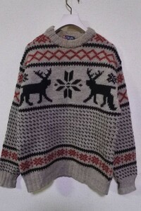 90's CHAPS RALPH LAUREN チャップス ウール ニット セーター size M ノルディック バーズアイ 総柄