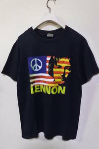 00's JOHN LENNON GIVE PEACE A CHANCE anvil Tee size S ジョンレノン Tシャツ ブラック
