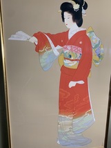 『上村松園 序の舞 シルクスクリーン 限定24/300 絵縦72cm × 横44cm　真作保証日芸版画院印 日本画 美人画 額付き』_画像4