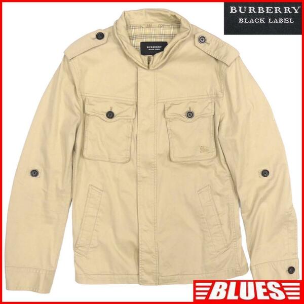 即決★BURBERRY BLACK LABEL★メンズM 廃版 ジャケット ブルゾン バーバリーブラックレーベル M ベージュ ミリタリージャケット 三陽商会