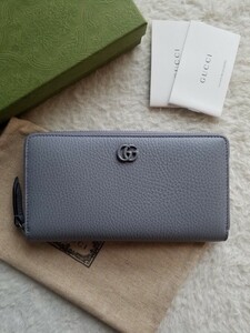 新品 GUCCI グッチ ダブルG ジップ アラウンド ウォレット 長財布 グレー 456117 17WEN 1711