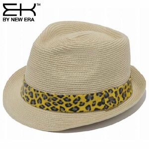 イーケーバイニューエラ ハット ザ トリルビー ペーパーロープ ナチュラル レオパード ゴールド EK by New Era Hat The Trilby Paper Rope Natural Leopard Gold