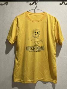 open mind full of wonder 半袖 tシャツ トップス 黄色 速乾 ライオン スポーツ ウェア レディース メンズ