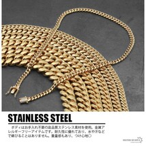 幅12mm ステンレス 喜平ネックレス CZ パヴェ 二重ロック ゴールド 18k GP (18inch(約45cm))_画像3