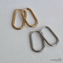 Uピアス 両耳 フープピアス ステンレスフリー ゴールド シルバー U字 馬蹄 ホースシューピアス 細め 幅2mm (ゴールド)_画像2