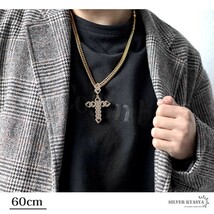 6面カット ダブル喜平ネックレス 18k gp クロス ネックレス ゴールド 18金 仕上げ CZ 十字架 (50cm)_画像8