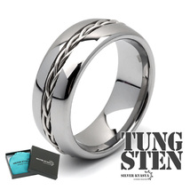 タングステン スピガリング 指輪 メンズ リング シルバー メタリック 金属アレルギー対応 専用BOX付属 (14号)_画像1