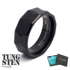 Вольфрамовое кольцо кольцо черного мужского кольца черная металлическая металлическая аллергическая коробка (№ 22)