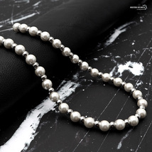 18Kメッキ ハンドメイド pearl necklace 銀色 ステンレス (50cm)_画像5