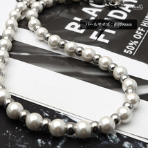 18Kメッキ ハンドメイド pearl necklace 銀色 ステンレス (50cm)_画像4
