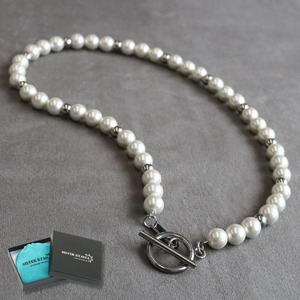 パール マンテル pearl necklace 銀色 ステンレス (50cm)