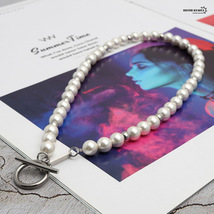 パール マンテル pearl necklace 銀色 ステンレス (50cm)_画像5