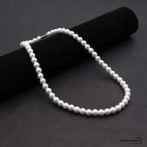 ネックレス パール 男性 ホワイト pearl necklace 真珠 8mm ネジ式 ハード系 シンプル (40cm)_画像5