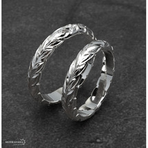 ハワイアンジュエリー シルバーリング ペアリング 指輪 シルバー925 甲丸 刻印 手彫り (メンズ18号、レディース18号)_画像8
