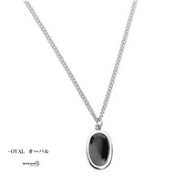 ステンレス ネックレス ブラック 黒 シルバー オーバル コインネックレス square oval coin ロング (オーバル)_画像6