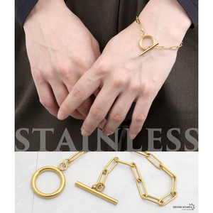Art hand Auction Women's Bracelet, Azuki Chain, Long Azuki, Stainless Steel, 18k, Mantle, Gold, Azuki, Handmade (21cm), bracelet, Bangles, bracelet, others