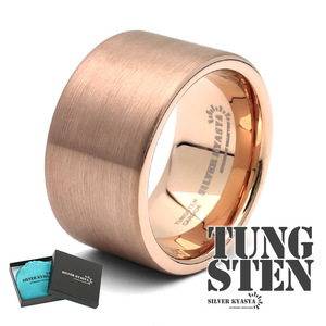 タングステン ワイドリング 幅12mm 太幅 幅広 ごつめ 指輪 リング ピンク つや消し マット BOX付属 (14号)