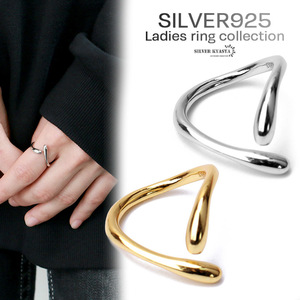  simple ring silver 925 ring Gold silver antique style 18K GP free size open ring ( Gold )