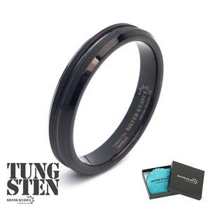 Вольфрамовое кольцо черное кольцо Black Metallic Slim Simple Smart Exclusive Box (№ 14)