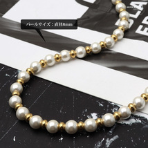 18Kメッキ ハンドメイド pearl necklace 金色 ステンレス (50cm)_画像4