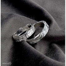 ハワイアンジュエリー シルバーリング ペアリング 指輪 シルバー925 平打ち 刻印 手彫り (メンズ21号、レディース8号)_画像9