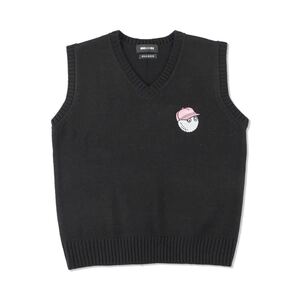 【新品未使用】 22AW 23 新品 WIND AND SEA ウィンダンシー マルボンゴルフ MALBON GOLF WDS KNIT VEST ニットベスト セーター BLACK L 黒