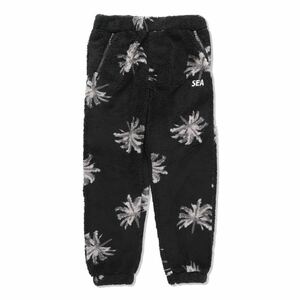 【新品未使用】22AW 23 新品 WIND AND SEA ウィンダンシー PALM TREE PATTERN FLEECE PT PANT フリースパンツ BLACK M ブラック 黒色