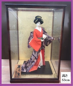 ■ 希少 美品 尾山人形 舞妓 作家物 ケース高さ64cm 横幅43cm 奥行38cm / 日本人形 着物 伝統工芸 舞踊 ディスプレイ ■ 送料 本州 2370円