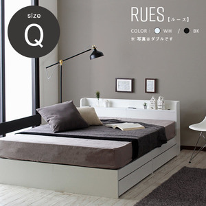 RUES[ loose ] bed frame white Queen size gray mattress set 