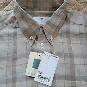 BALLANTYNE メンズ　リネン半袖シャツ/ベージュ格子/M(日本サイズのLぐらいです)/定価￥33000+税/イタリア製/インポート正規品