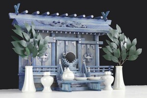  blue dragon through . roof three company household Shinto shrine set # pearl color. ritual article set #..mo dumper ru blue furniture style modern household Shinto shrine 